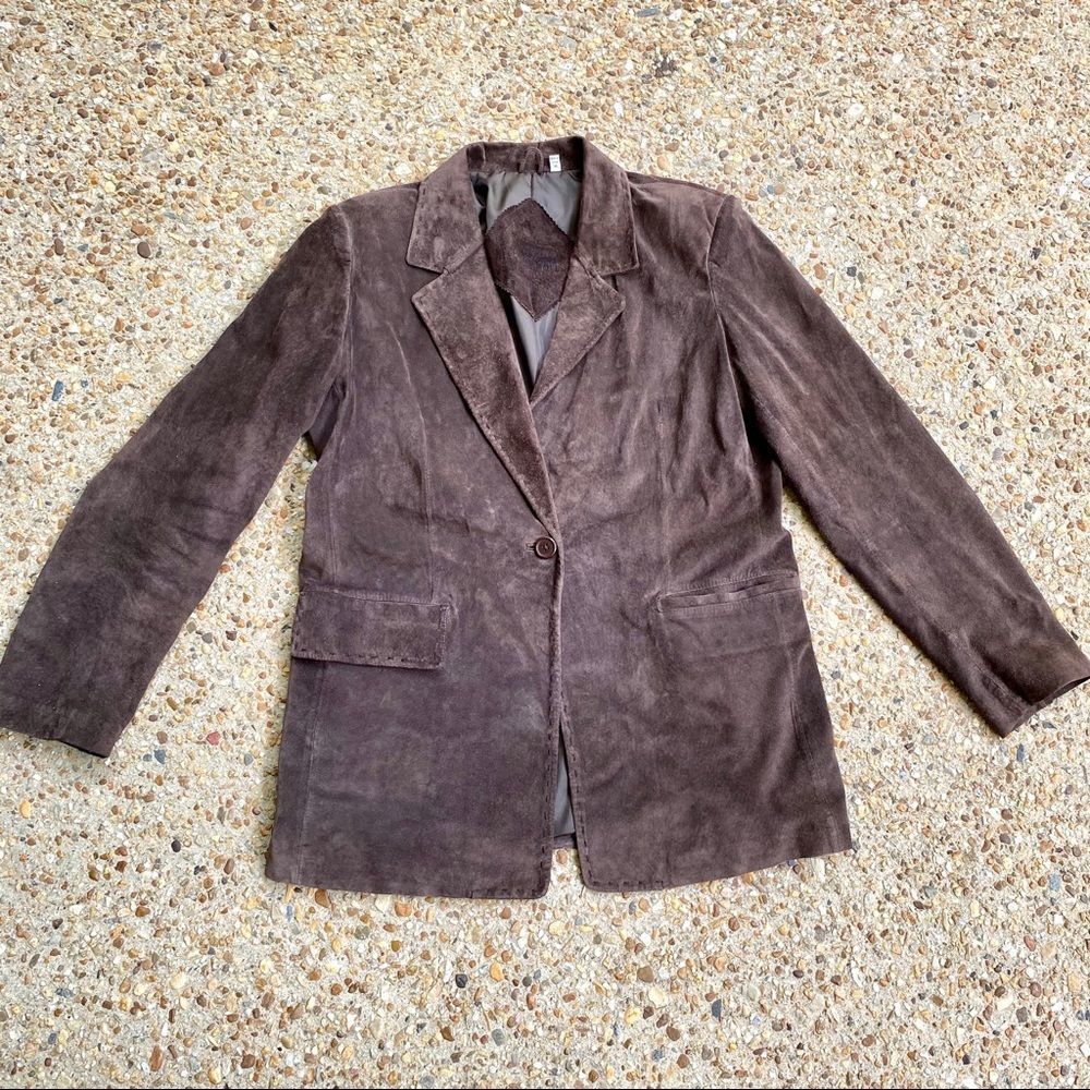 Preston & York Suede Brown Lined Blazer Jacket Size M